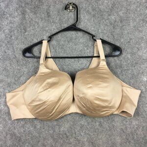 Cacique Bra 48C Backsmoother Lightly Lined Balconette Beige Nude Satin Underwire